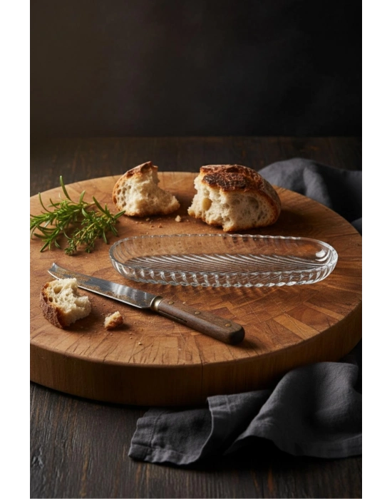 Cam Balık Sırtı Baton Sunum Tabağı 28 cm