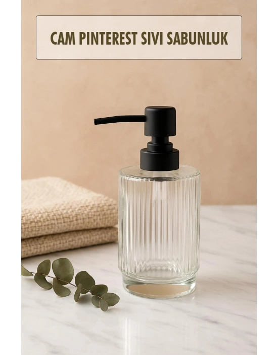 Cam Şeffaf Sıvı Sabunluk 200 ml Banyo Lavabo