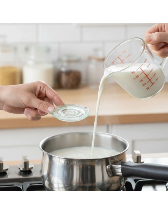 ®  Cam Süt Kaynatma ve Taşma Önleyici Aparat – Süt Taşırmaz Güvenli Kaynatma,Isıya Dayanıklı Cam