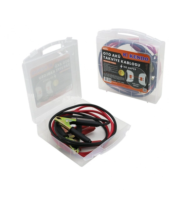 Kendo Ktk-302 ( 150 Amper ) Oto & Araç Akü Takviye Kablosu Seti ( 1.83mt ) ( Şeffaf Plastik Çantalı )*12