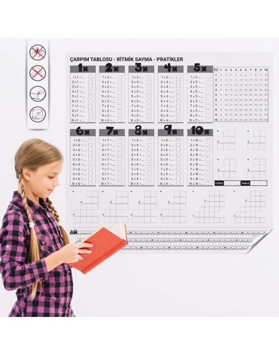 ®  Çarpım Tablosu Ezberleme Manyetik Duvar Stickerı 105 x 100 cm