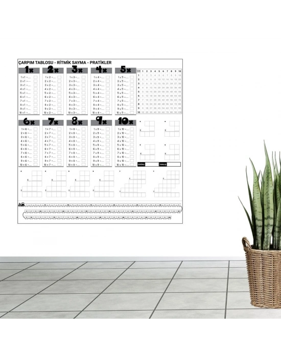 ®  Çarpım Tablosu Ezberleme Manyetik Duvar Stickerı 105 x 100 cm