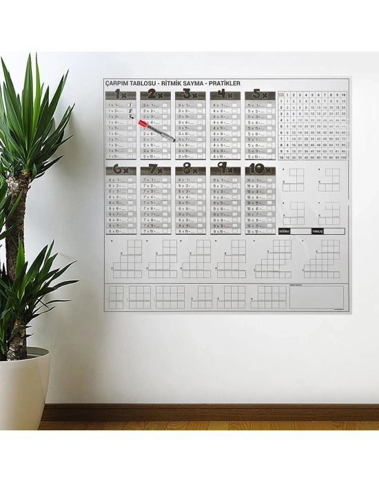 ®  Çarpım Tablosu Ezberleme Manyetik Duvar Stickerı 105 x 100 cm