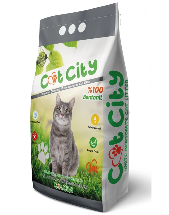 Cat City Doğal Bentonit Topaklanan Kedi Kumu 10 Lt Aktif Karbonlu