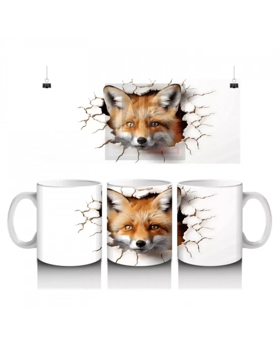 Çatlak Arasından Bakan Kızıl Tilki – Baskılı Kahve Kupası