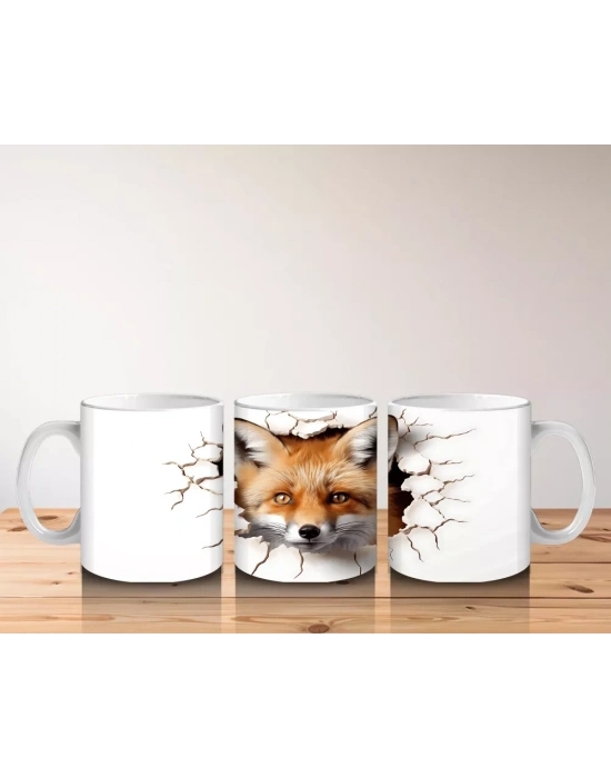 Çatlak Arasından Bakan Kızıl Tilki – Baskılı Kahve Kupası