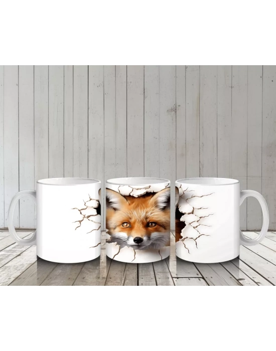 Çatlak Arasından Bakan Kızıl Tilki – Baskılı Kahve Kupası