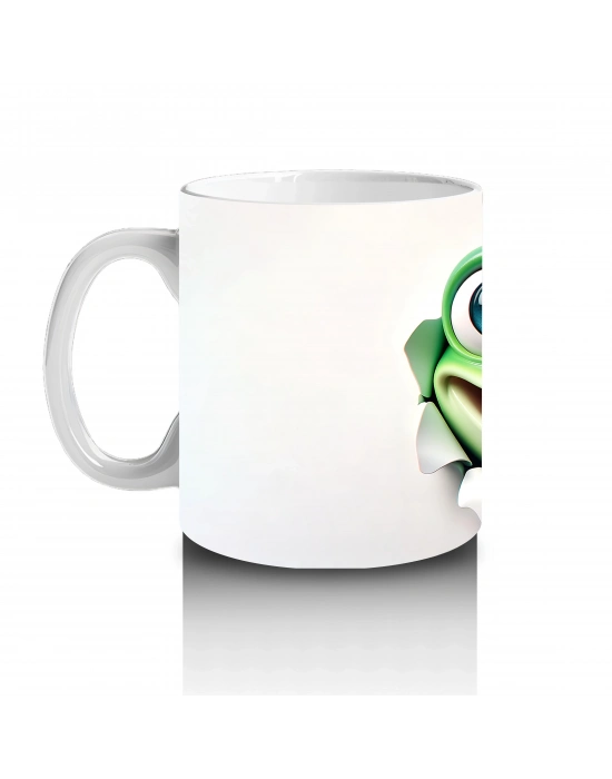 Çatlak Arasından Bakan Neşeli Kurbağa – Baskılı Kahve Kupası