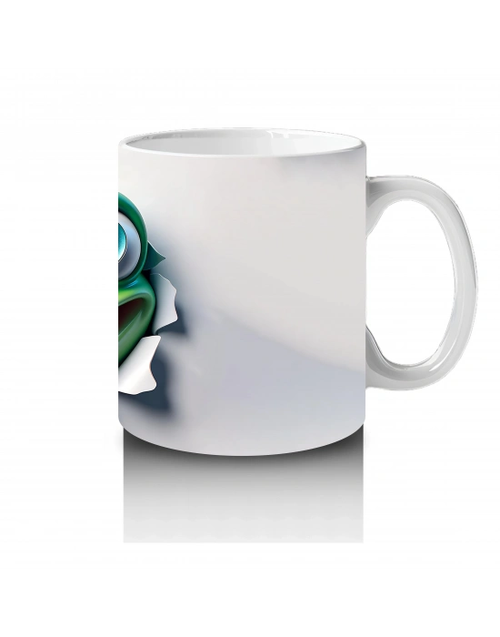 Çatlak Arasından Bakan Neşeli Kurbağa – Baskılı Kahve Kupası