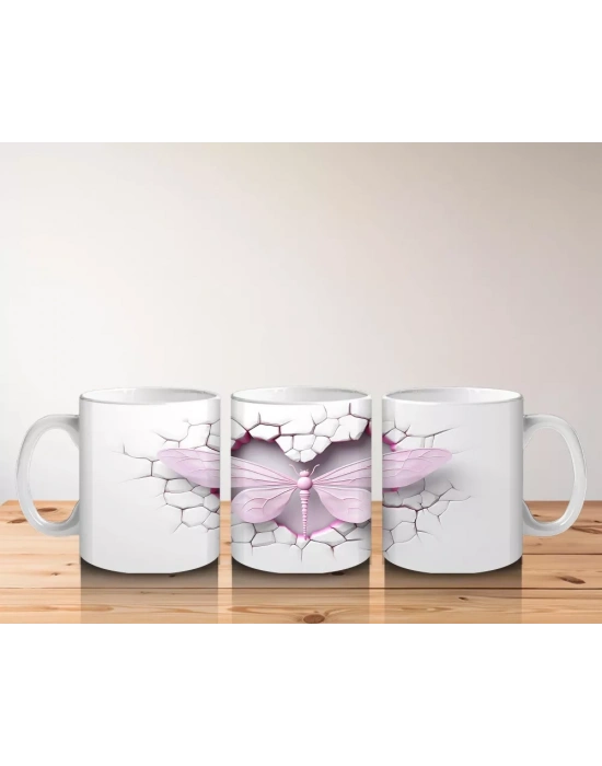 Çatlak Arka Planda Pastel Yusufçuk – Baskılı Kahve Kupası