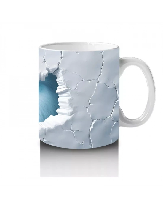 Çatlak Buzdan Bakan Mavi Yeti Yüzü – Baskılı Kahve Kupası