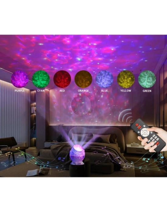 Çatlak Dinozor Yumurtası Tasarımlı Projektörlü Gece Lambası Bluetooth Özellikli