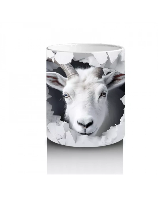 Çatlak Duvar Arasında Beyaz Keçi – Baskılı Kahve Kupası