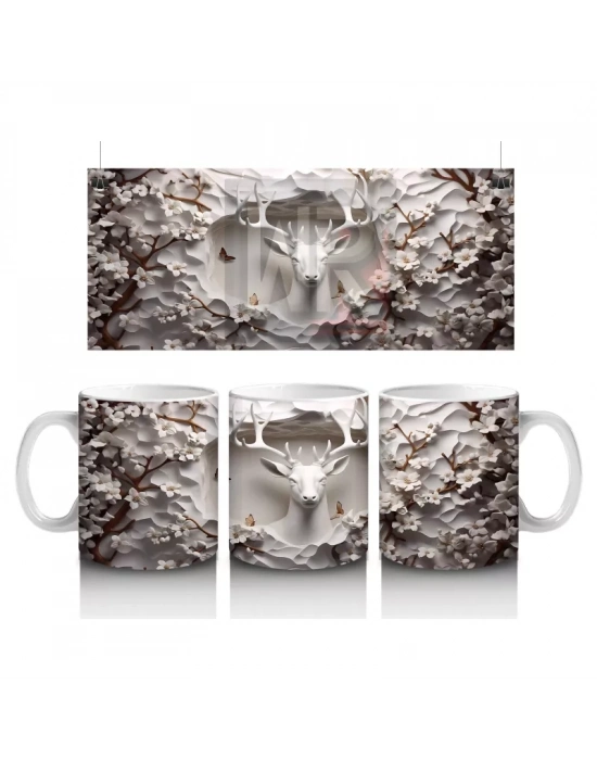 Çatlak Duvar Arasında Bronz Renkli Geyik – Baskılı Kahve Kupası