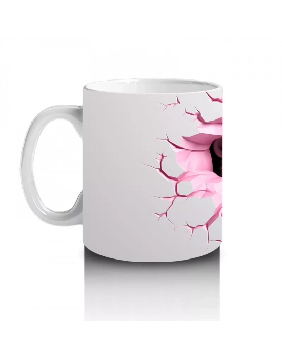 Çatlak Duvar Arasında Gümüş Renkli Goril – Baskılı Kahve Kupası