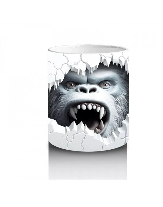 Çatlak Duvar Arasında Kükreyen Goril – Baskılı Kahve Kupası