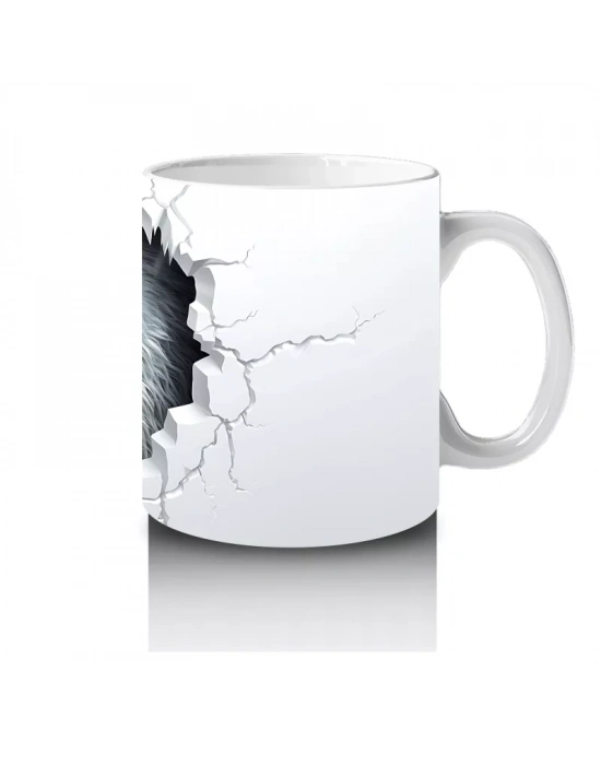 Çatlak Duvar Arasında Kükreyen Goril – Baskılı Kahve Kupası