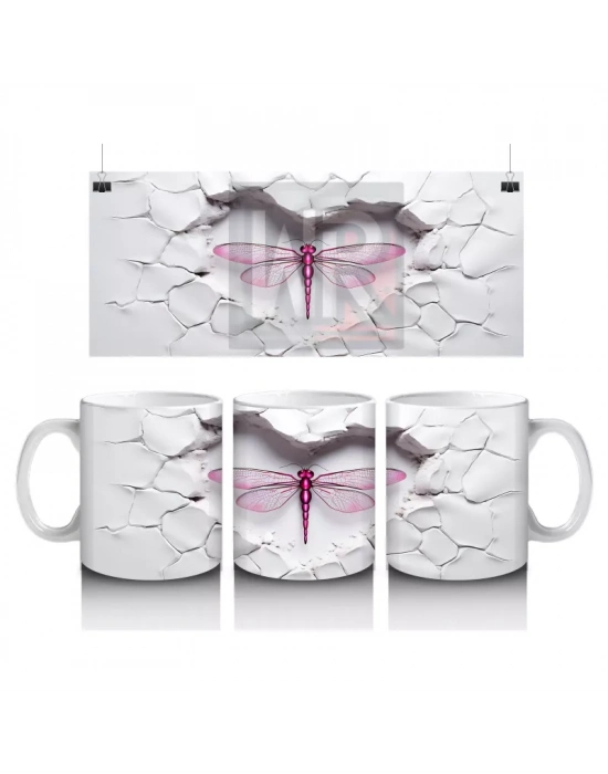 Çatlak Duvar Arasında Mor Kanatlı Yusufçuk – Baskılı Kahve Kupası