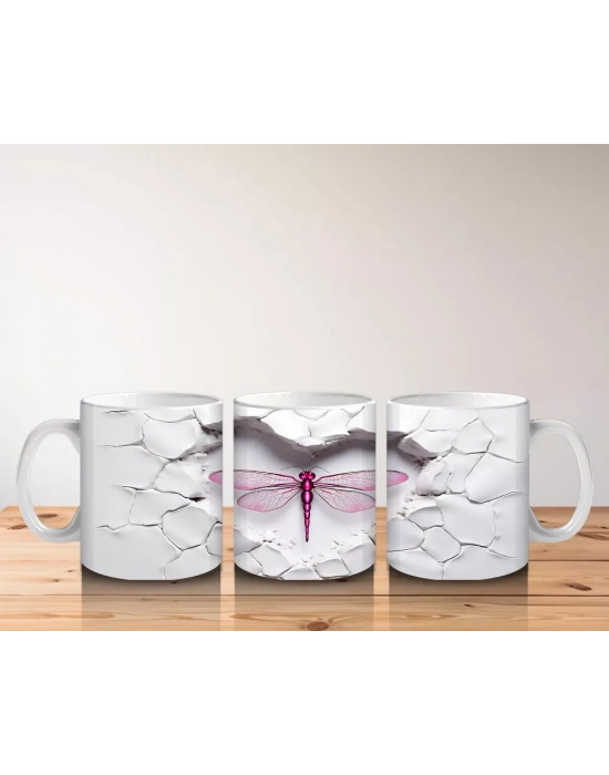 Çatlak Duvar Arasında Mor Kanatlı Yusufçuk – Baskılı Kahve Kupası