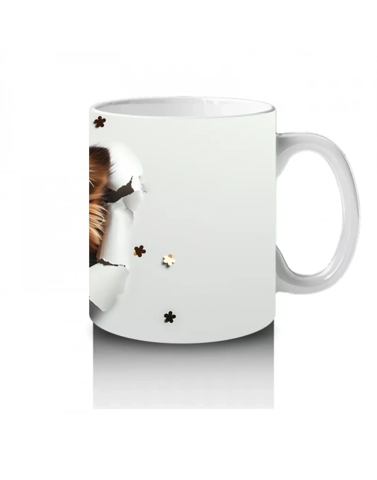 Çatlak Duvar Arasında Şapkalı Şanslı Köpek – Baskılı Kahve Kupası