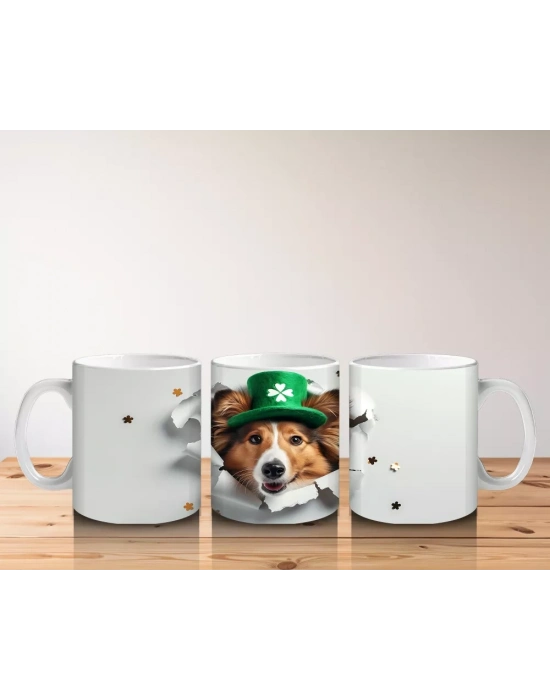 Çatlak Duvar Arasında Şapkalı Şanslı Köpek – Baskılı Kahve Kupası