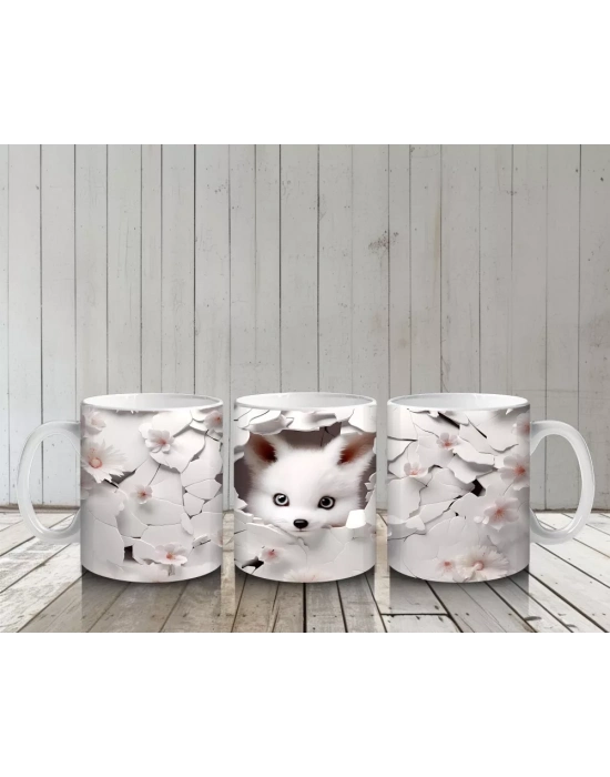 Çatlak Duvar Arasında Sevimli Huski Yavrusu – Baskılı Kahve Kupası