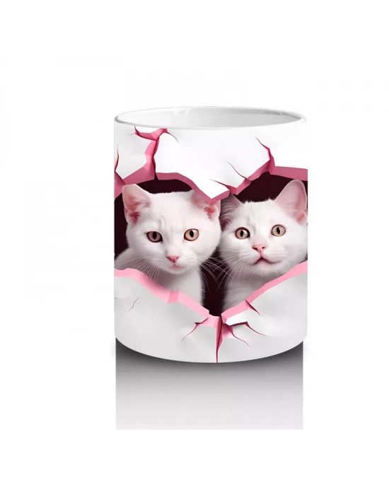 Çatlak Duvar Arasında Sevimli Kedi Kardeşler – Baskılı Kahve Kupası