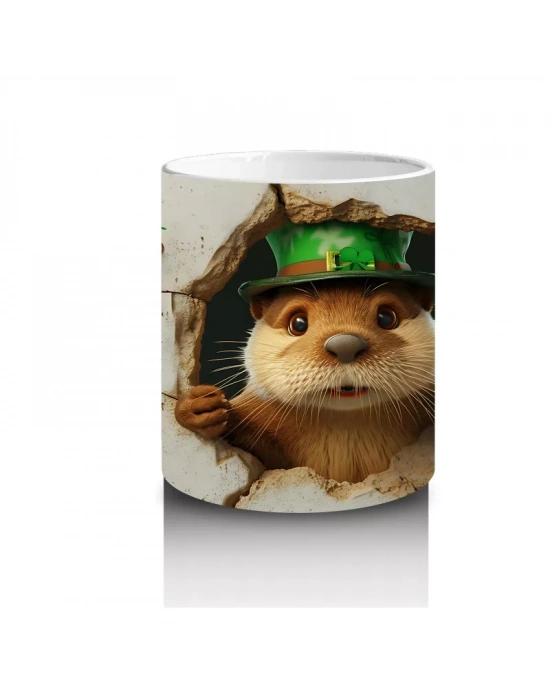 Çatlak Duvar Arasında St. Patrick’s Temalı Köstebek - Baskılı kahve kupası