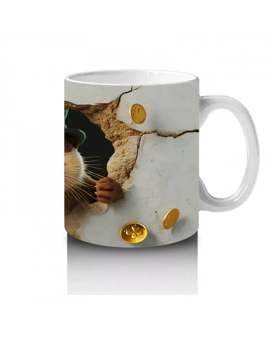 Çatlak Duvar Arasında St. Patrick’s Temalı Köstebek - Baskılı kahve kupası