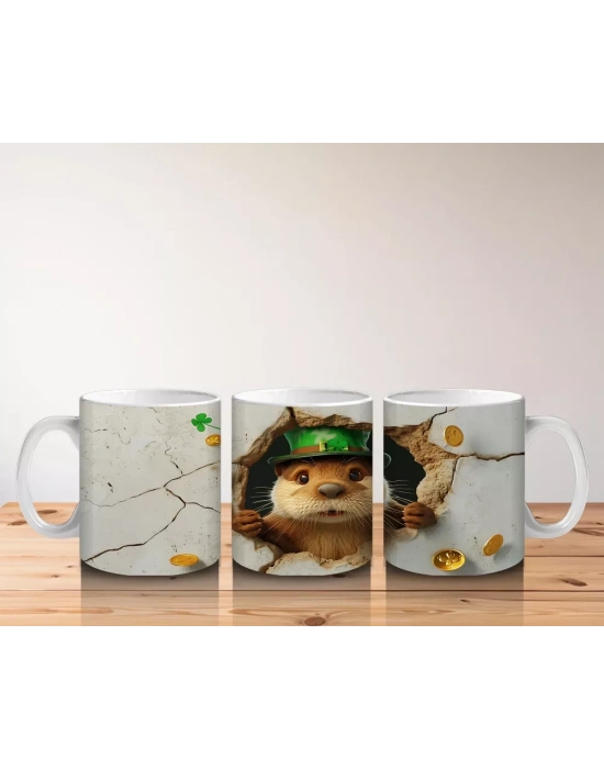 Çatlak Duvar Arasında St. Patrick’s Temalı Köstebek - Baskılı kahve kupası