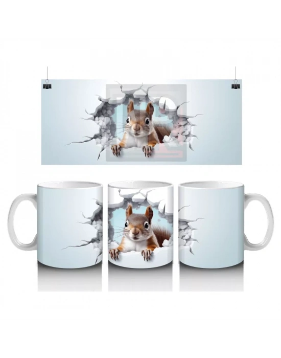 Çatlak Duvar Arasında Yavru Sincap – Baskılı Kahve Kupası