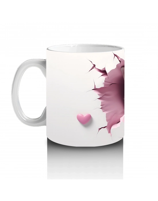 Çatlak Duvar Arasından Bakan Gri Kedi – Baskılı Kahve Kupası