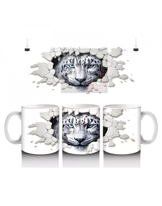 Çatlak Duvar Arasından Bakan Kaplan – Baskılı Kahve Kupası