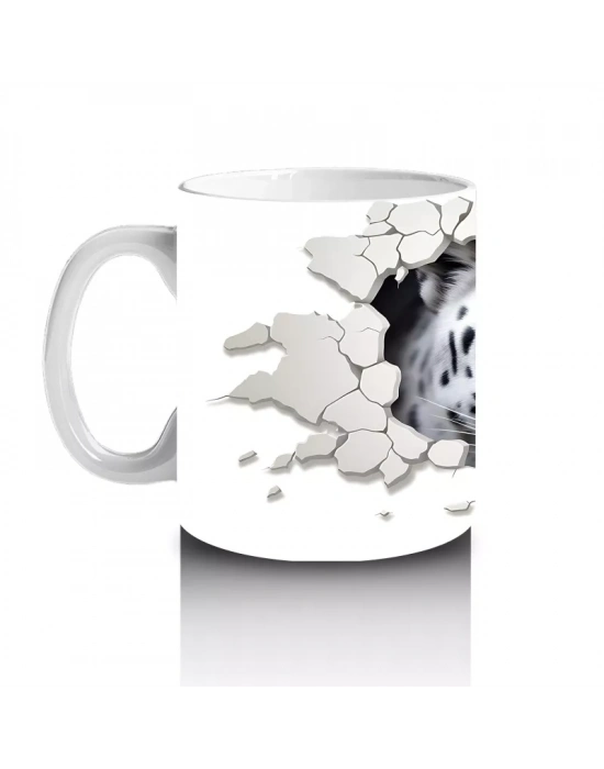 Çatlak Duvar Arasından Bakan Kaplan – Baskılı Kahve Kupası