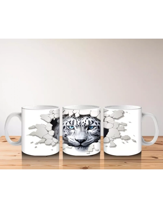 Çatlak Duvar Arasından Bakan Kaplan – Baskılı Kahve Kupası