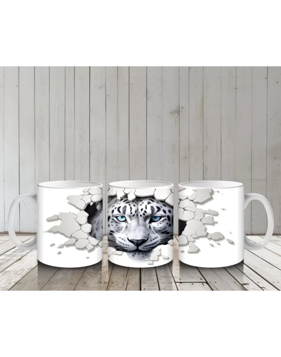 Çatlak Duvar Arasından Bakan Kaplan – Baskılı Kahve Kupası