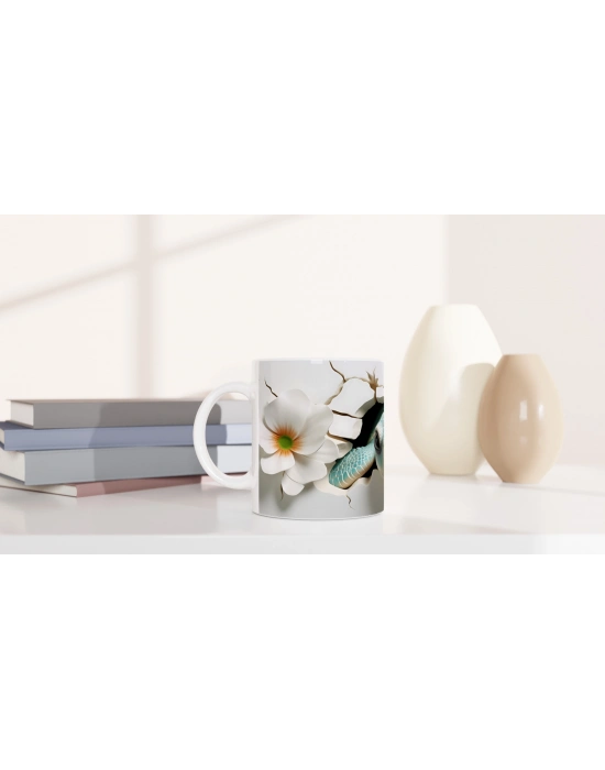 Çatlak Duvar Arasından Bakan Su Yeşili Deniz Kaplumbağası Kupa Bardak