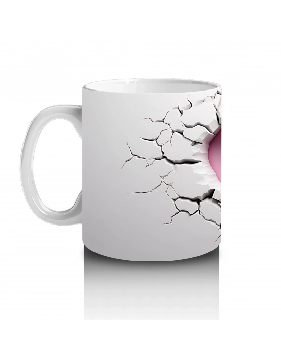 Çatlak Duvar Kalbi İçinde Uçan Kelebek – Baskılı Kahve Kupası