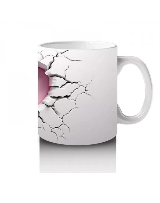 Çatlak Duvar Kalbi İçinde Uçan Kelebek – Baskılı Kahve Kupası