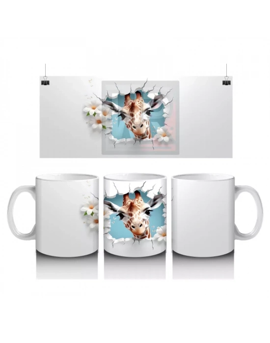 Çatlak Duvarda Beliren Boynuzlu Sevimli Ceylan – Baskılı Kahve Kupası