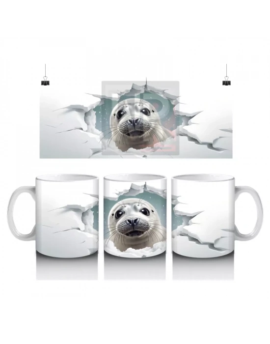 Çatlak Duvarda Gözlük Takmış Neşeli Su Samuru – Baskılı Kahve Kupası