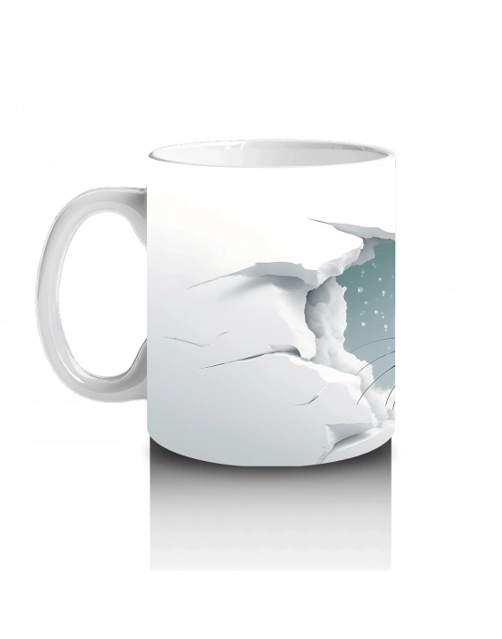 Çatlak Duvarda Gözlük Takmış Neşeli Su Samuru – Baskılı Kahve Kupası