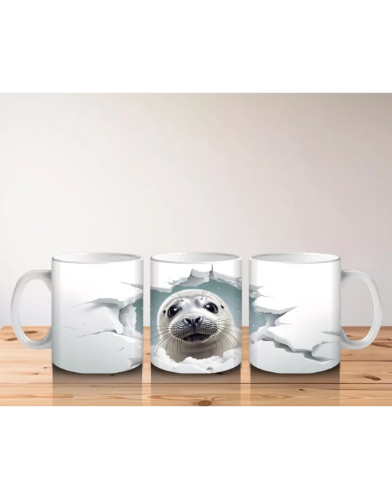 Çatlak Duvarda Gözlük Takmış Neşeli Su Samuru – Baskılı Kahve Kupası