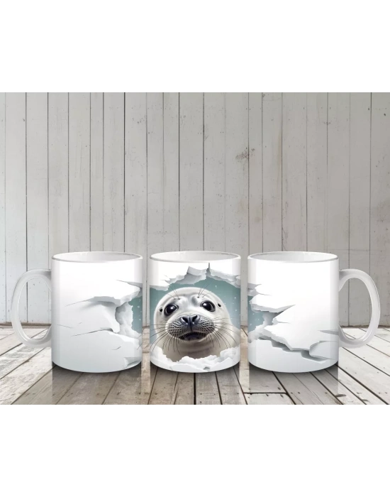 Çatlak Duvarda Gözlük Takmış Neşeli Su Samuru – Baskılı Kahve Kupası