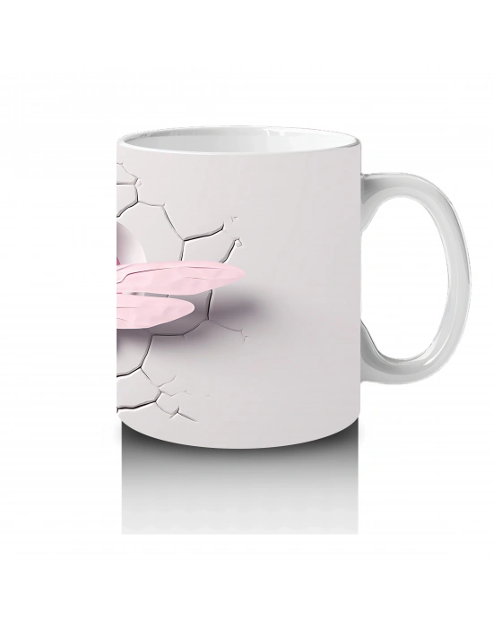 Çatlak Duvarda Kalp Şeklinde Pembe Yusufçuklar – Baskılı Kahve Kupası