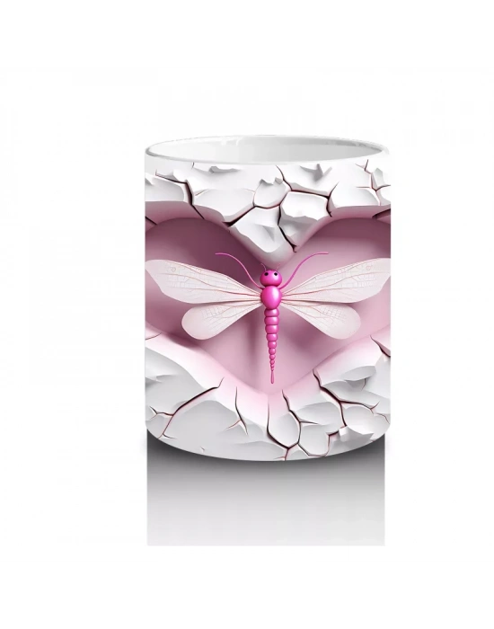 Çatlak Duvarda Parlayan Pembe Yusufçuk – Baskılı Kahve Kupası