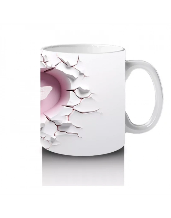 Çatlak Duvarda Parlayan Pembe Yusufçuk – Baskılı Kahve Kupası