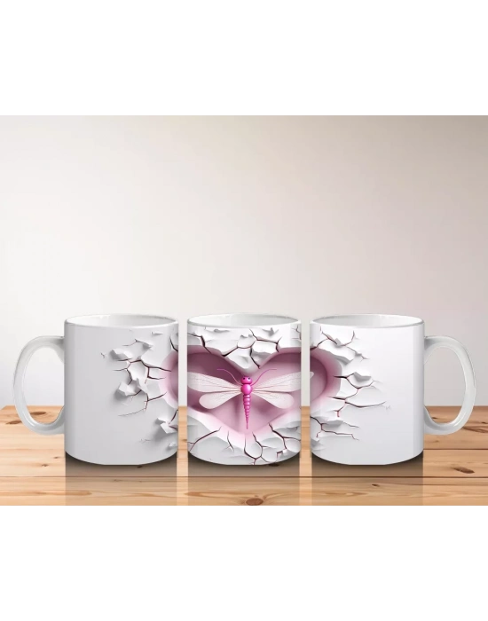 Çatlak Duvarda Parlayan Pembe Yusufçuk – Baskılı Kahve Kupası