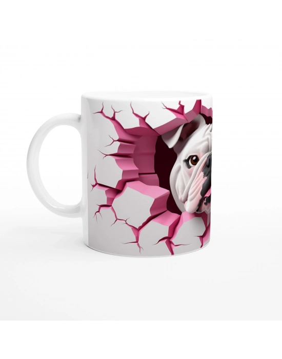 Çatlak Duvardan Bakan Bulldog Temalı Baskılı Kupa Bardak