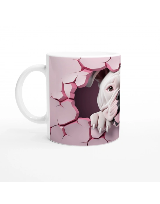 Çatlak Duvardan Bakan Bulldog Temalı Baskılı Kupa Bardak